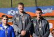 Dewald Prinsloo op die podium na hy die goue medalje ingepalm het.