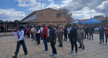 The various officials could also stretch their legs with aerobics. Photo: Supplied