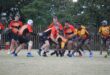 Spelers van Scorpions Saterdag teen die Soweto Eagles in aksie.