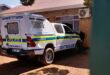The police bakkie that crashed into the Fochville police station. (Photo: Supplied)
