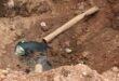 Sewage leaking into the sinkhole from the broken pipe that a municipal contractor tried to bury last month. Photo: Adele Louw (Carletonville and Fochville Herald)