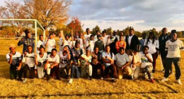 The learners and coaches after the match at Carleton Jones High School grounds.