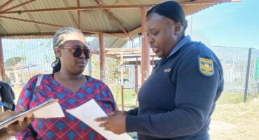 Sergeant Zikhona Sifuna of the police in Wedela during the action. Photo: Supplied
