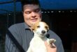 Carletonville SPCA staff member Adriaan van Niekerk with a beautiful Jack Russel needing a new home.