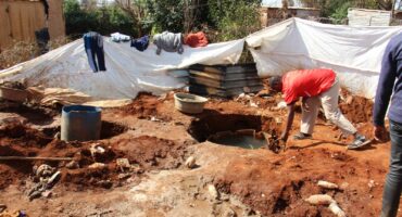 One of the yards dug up as part of illegal mining activities. Photo: Adele Louw (Carletonville and Fochville Herald)