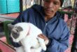 Carletonville SPCA staff member Jacob Moroke with another lovely cat that must be adopted after her owner was forced to find another home after a recent attack on a farm in the area. Photo: Adele Louw (Carletonville and Fochville Herald)