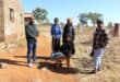 Dorah Molathlegi (in front) and Nelson Kalipha (second from left at the back) were visted by some community leaders this week. Photo: Adele Louw (Carletonville and Fochville Herald)