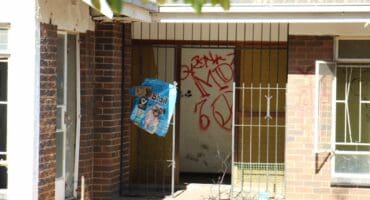 Some of the inside walls are also covered with graffiti. Photo: Adele Louw (Carletonville and Fochville Herald)