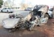 The car in which the people were killed. Photo: Adele Louw (Carletonville and Fochville Herald)
