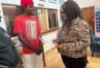 Nomantu Nkomo-Ralehoko engaging with one of the beneficiaries.
