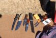 Some of the weapons and other items discovered during the search at Badirile. Photo: GDE