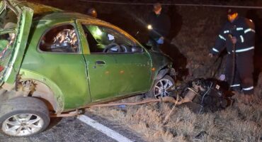 The Ford Ka in which a teenager and a woman were killed on Saturday evening. Photo: Fochville CPF