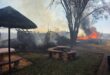 Flames engulfed the lapa. Photo: Supplied