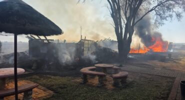 Flames engulfed the lapa. Photo: Supplied
