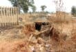 The growing sinkhole close to the road between Khutsong and Welverdiend. Photo: Adele Louw (Carletonville and Fochville Herald)
