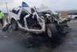 The bakkie damaged in yesterday's accident.