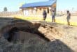 The growing sinkhole at the Khutsong reservoir. Photo: Adele Louw (Carletonville and Fochville Herald.)