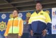 Merafong's executive mayor, Nozuko Best, and the MEC for Infrastructure Development and COGTA, Jacob Mamabolo, during the proceedings. Photo: Adele Louw (Carletonville and Fochville Herald)