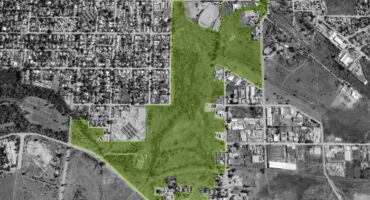 An aerial map of the Parys Wetland area
