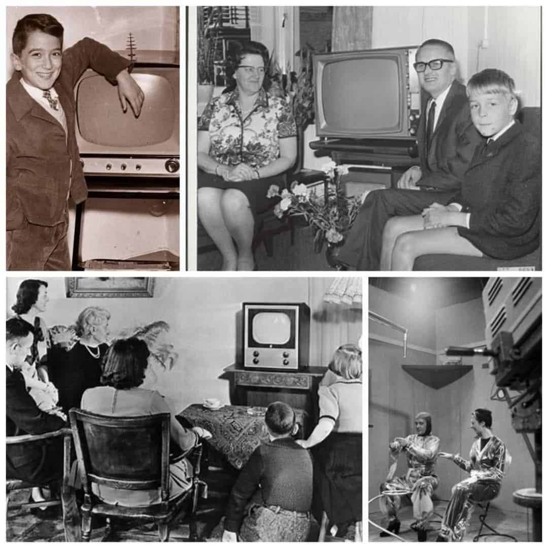 Die beginjare van TV in Suid-Afrika. Foto met erkenning aan die Historiese Almanak WhatsApp-groep