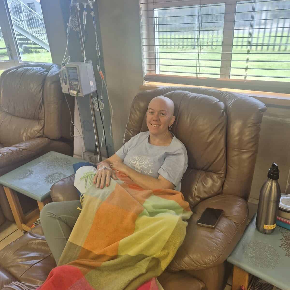 Amanda Neethling waar sy Vrydag haar tweede chemoterapie behandeling gekry het.