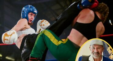 Chloe Assad peper vir Amandia Muller met ‘n hoë skop. Inlas: Joe Viljoen. Foto’s: Ettienne van Rensburg