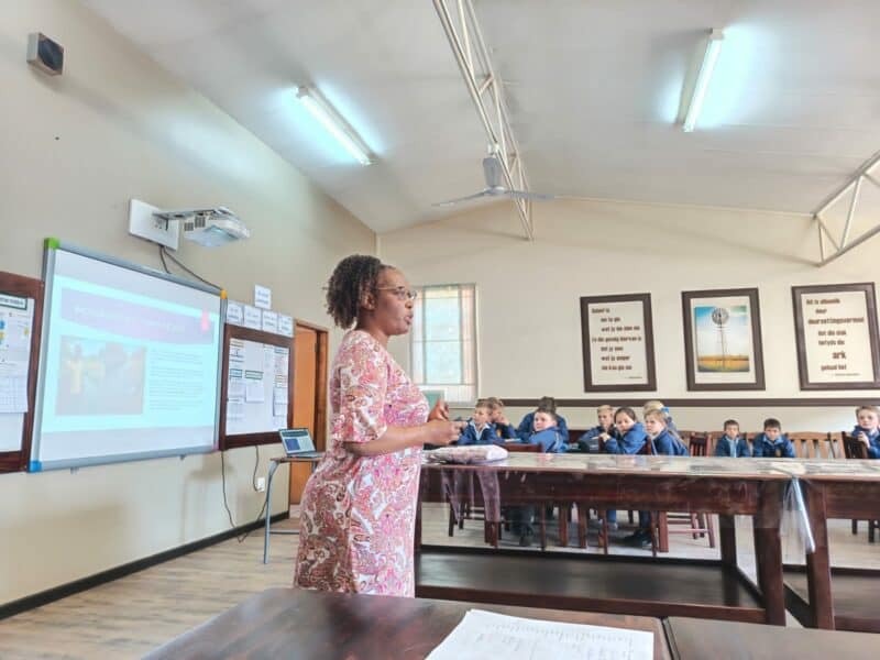 Nelly Komape during an educational session with learners of Parys Primary School. Photo: Supplied