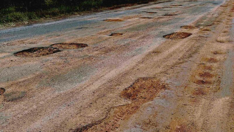 Potholes on the Kopjeskraal road outside Parys. Photo: Supplied