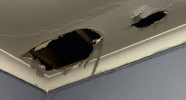 Siginificant damage has been caused to the roof by the robbers. Photo: Supplied
