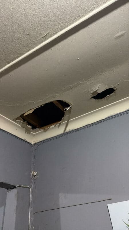 Siginificant damage has been caused to the roof by the robbers. Photo: Supplied