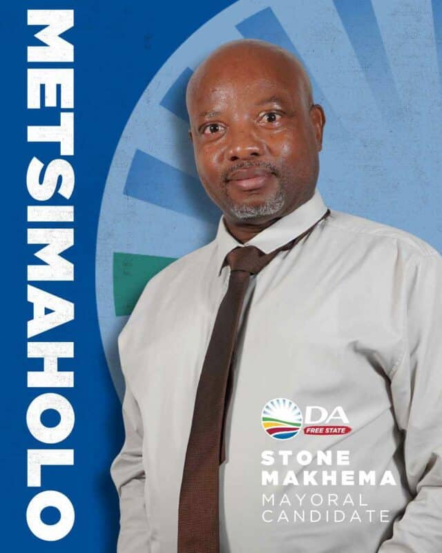 Stone Makhema, the DA's Mayoral candidate for the Metsimaholo Local Municipality.