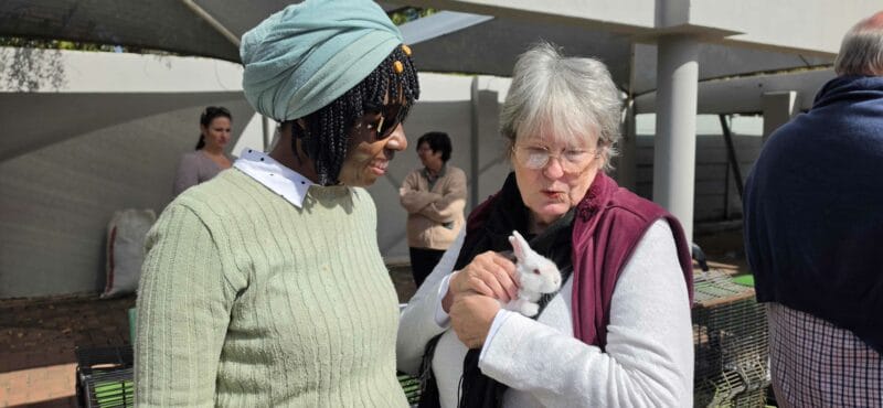 Irene Mselang quit her job at the municipality some time ago
and started farming. A successful entrepreneur who loves what
she is doing and joined the farmers market on Saturday, selling
rabbits. Photo: Liezl Scheepers