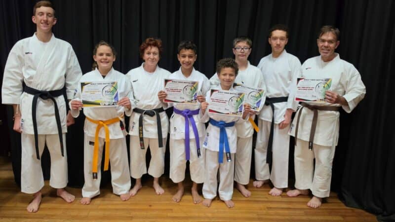 Parys Martial Arts studente wat aan die Yonsei Goju Ryu Suid-Afrikaanse kampioenskap deelgeneem het. Foto: Verskaf