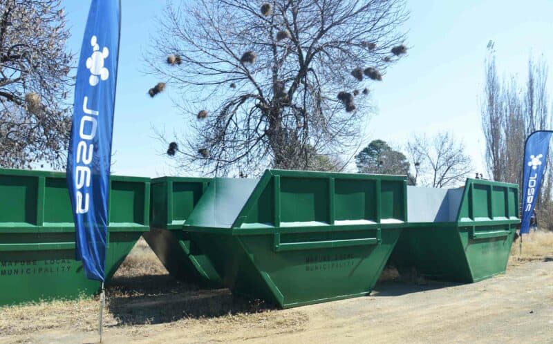 Some of the skip bins handed to the Mafube Local Municipality. Photo: Sasol
