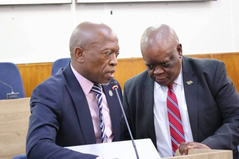 Dr F.P Mohamaha, Municipal Manager of the Ngwathe Local Municipality together with Ngwathe's administrator, Dr Motingoe, Photo: Ngwathe Communication Unit.