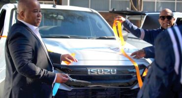 MEC Saki Mokoena during the handover, together with Municipal Manager, Dr F.P Mothamaha. Photo: Ngwathe Communication Services.
