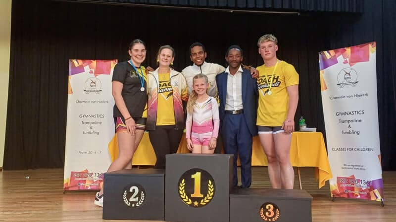 On the right at the back is Gerhard van Niekerk who will be participating at the World Age Group Championships in Nanjing, China, in November.Photo: Supplied.