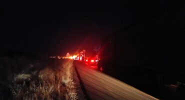 A photo of the protest action taken by a truck driver on the N1 near Winburg on Tuesday evening. Photo: Supplied