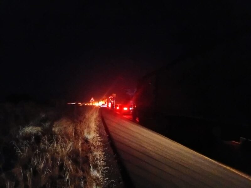 A photo of the protest action taken by a truck driver on the N1 near Winburg on Tuesday evening. Photo: Supplied