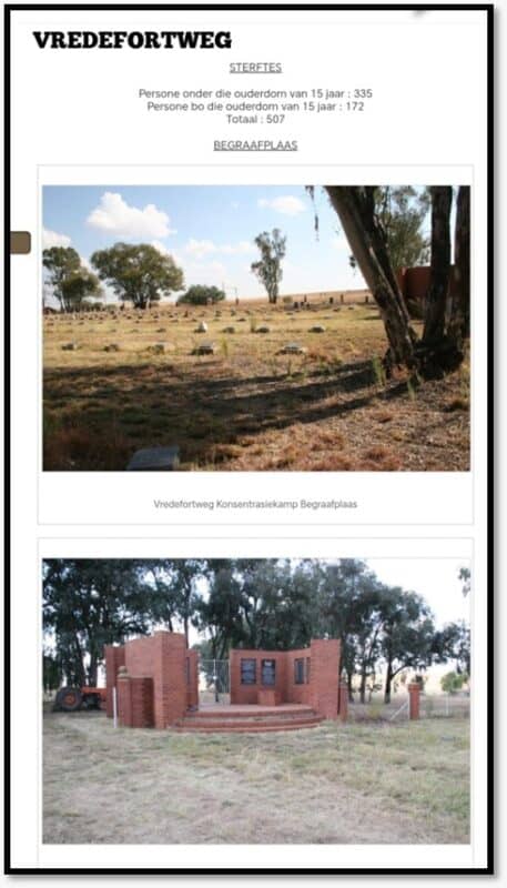 Die Vredefortweg-konsentrasiekamp. Foto: Verskaf