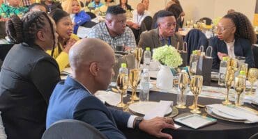 MEC Mance (right) together with Edgar Legoale and the guest of honour who attended the Ngwathe Business Breakfast. Photo: LIezl Scheepers