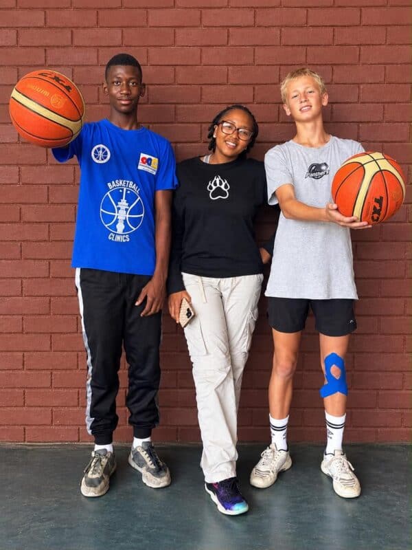 Peter Bokamosa and Herman van der Schyff, together with coach Nonhlanhla Kgaudi. Photo: Supplied