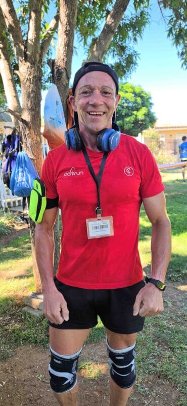 Wessel Heymans wat al 104 Egweni River Lodge parkruns voltooi het. Foto's: Liezl Scheepers