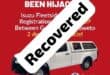 The hijacked vehicle of the Germiston/Bedfordview SPCA has just been recovered.