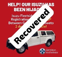 The hijacked vehicle of the Germiston/Bedfordview SPCA has just been recovered.