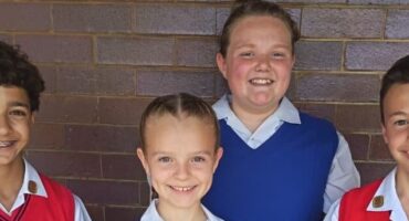 Van links agter is Anakin Powell, Marli Fourie en Rohan Williams, met Shae'Leigh Oosthuizen voor.
