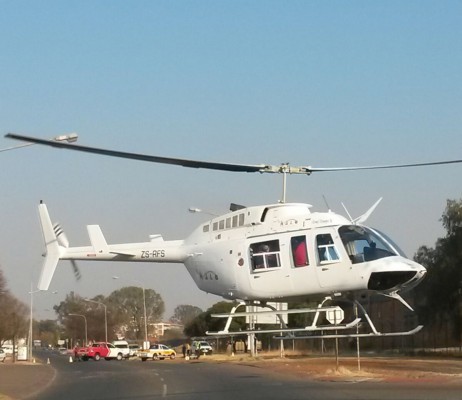 Die helikopter wat vir Oom Koos Sandton toe geneem het.