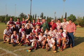 Die Western Vikingsspan na afloop van die historiese Rugby League wedstryd.