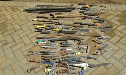 The different types of knives that have been used in criminal activities in Ikageng. Photo: Selogile Leshage