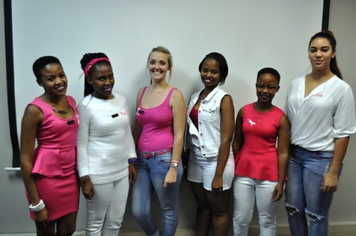 Some of the members of the student representative council and with Portia Magaxane in the white pair of shorts.